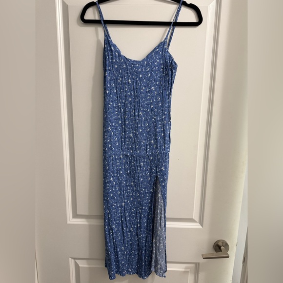 Reformation Dresses & Skirts - Reformation Blue Floral Slip Maxi Dress with Side Slit